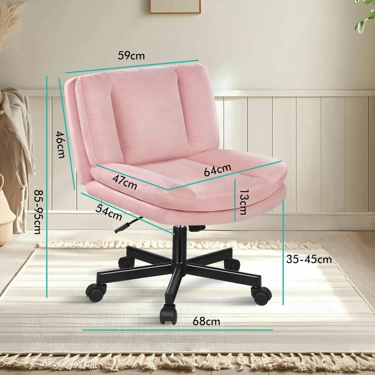 Cross Legged Office Chair Wide Seat Armless Desk - Image 2