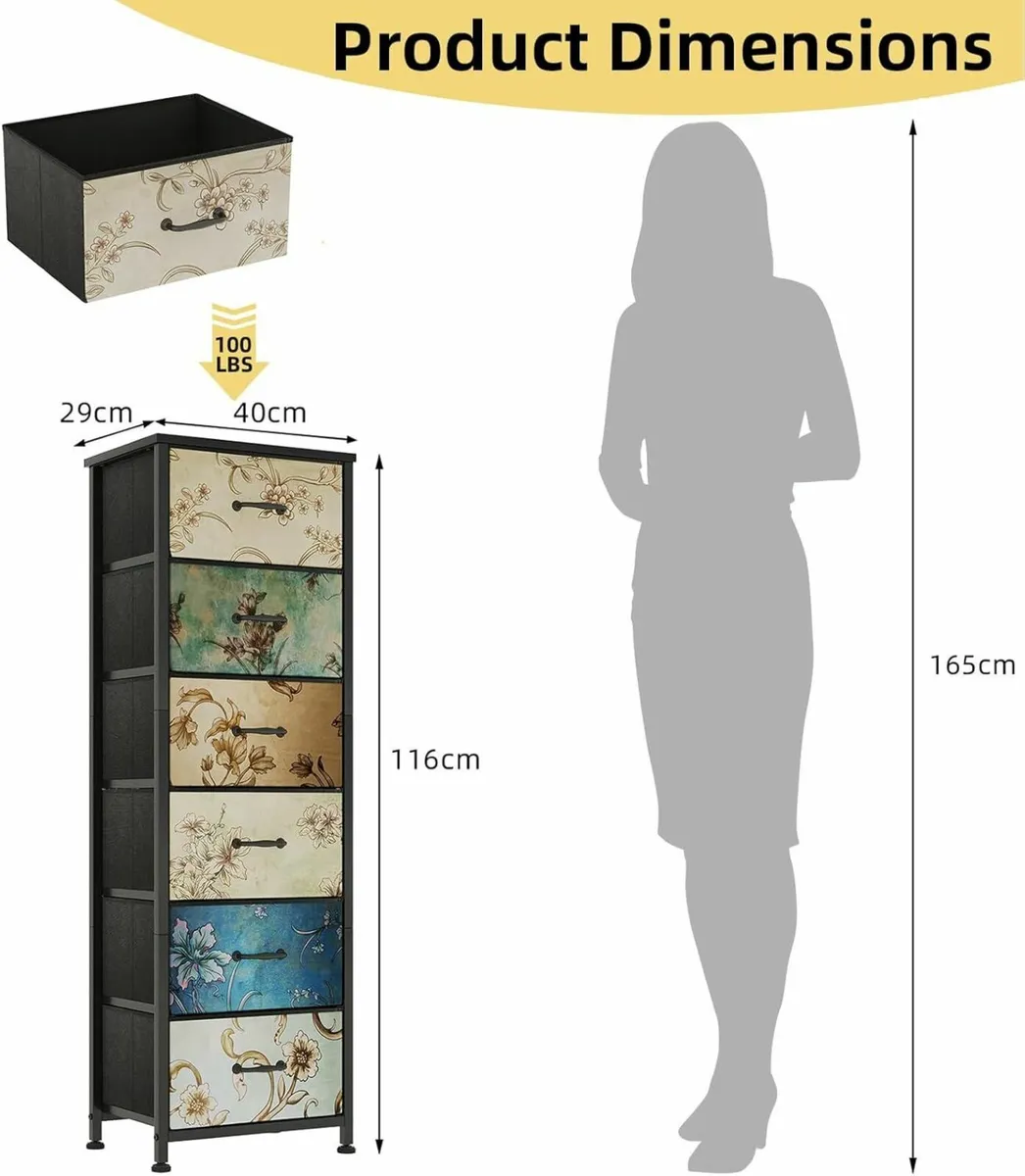 Chest of Drawers Bedroom with 6 Tall Fabric - Image 3