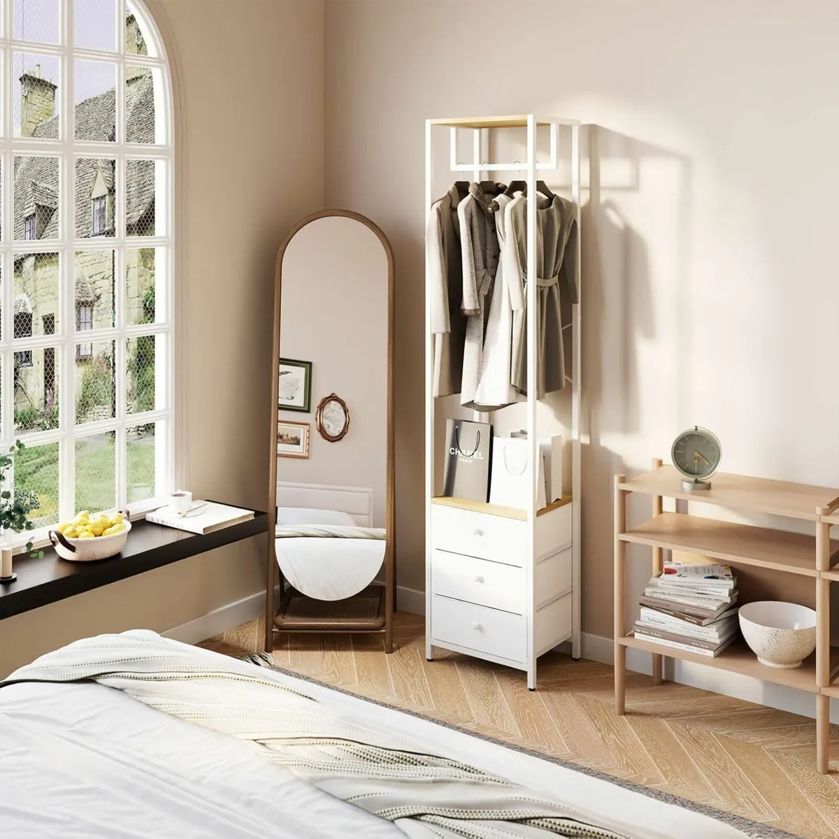 Coat Rack with Non-woven Drawer Freestanding Tall - Image 2