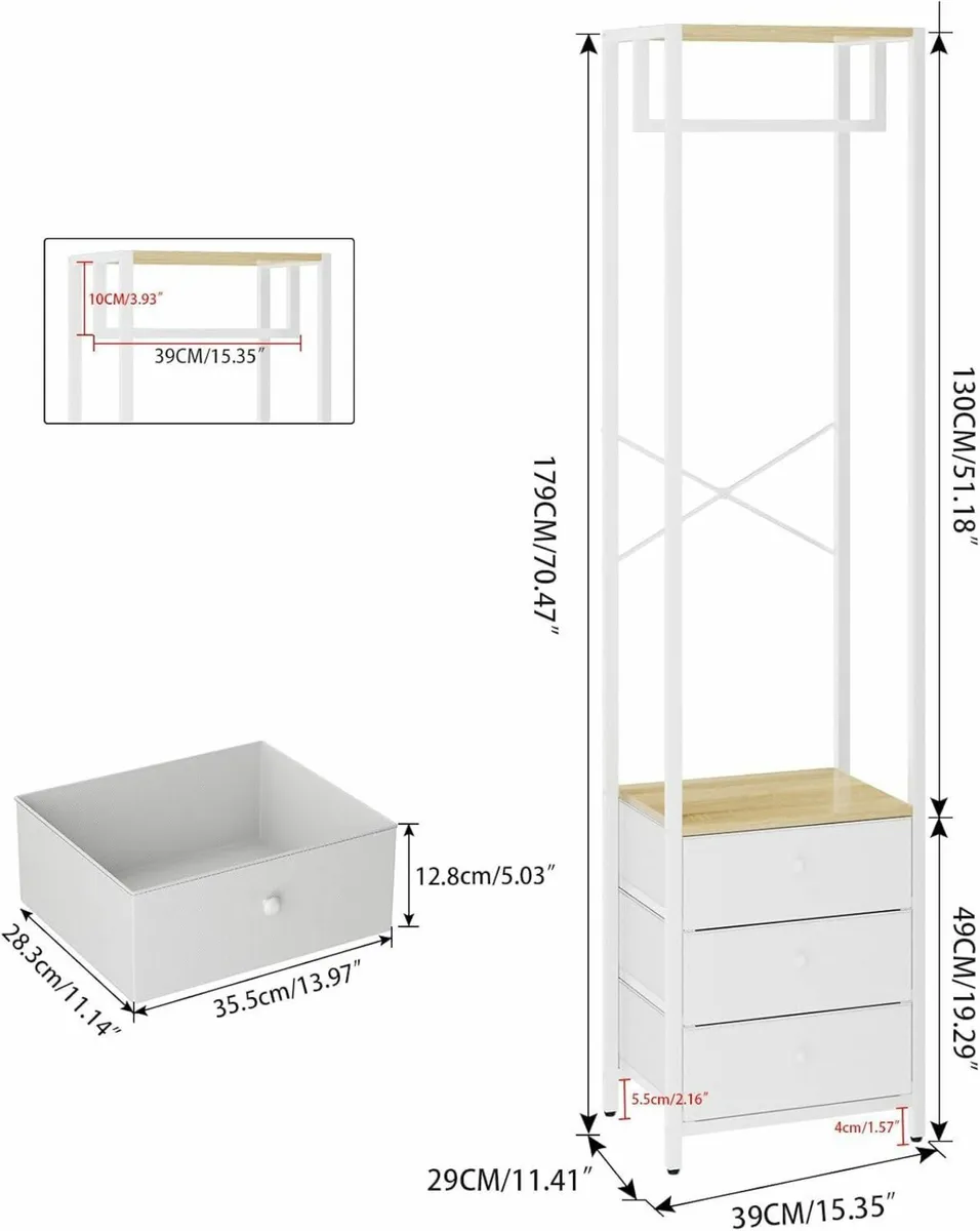 Coat Rack with Non-woven Drawer Freestanding Tall - Image 3