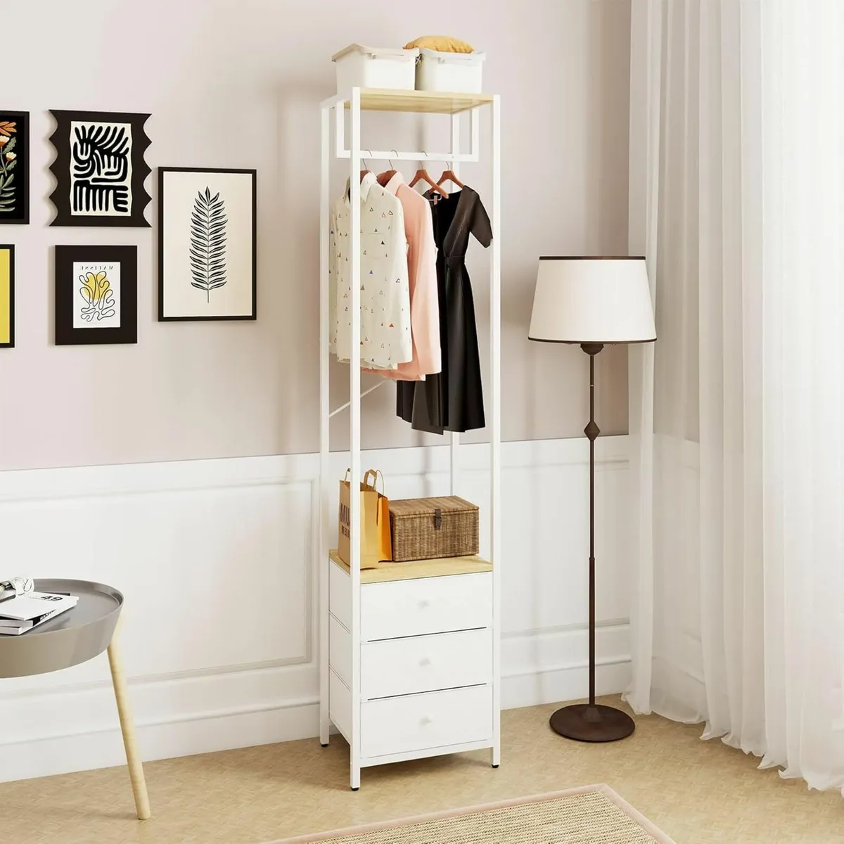 Coat Rack with Non-woven Drawer Freestanding Tall - Image 4
