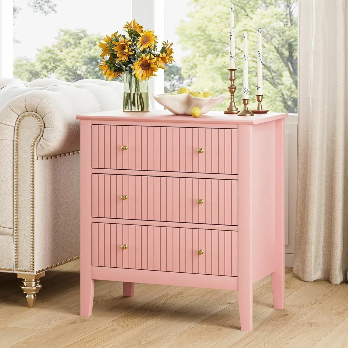 Large Bedside Table Bedroom 3 Drawer Chest of - Image 4