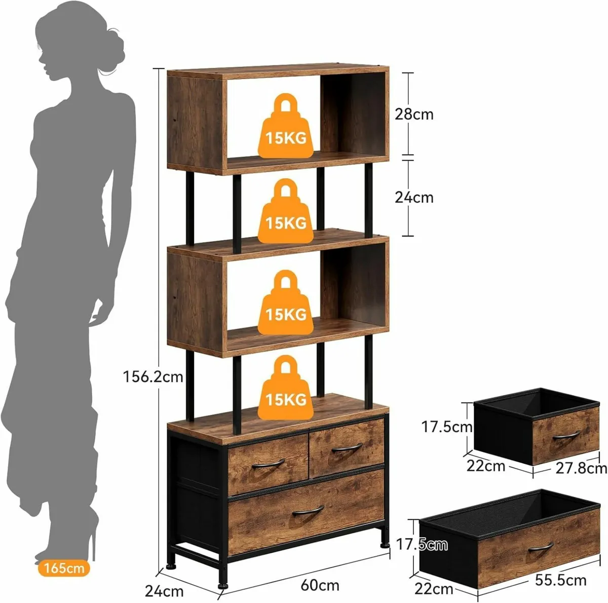 Shelves Book Shelf with 5 Bookcase 3 Fabric - Image 2