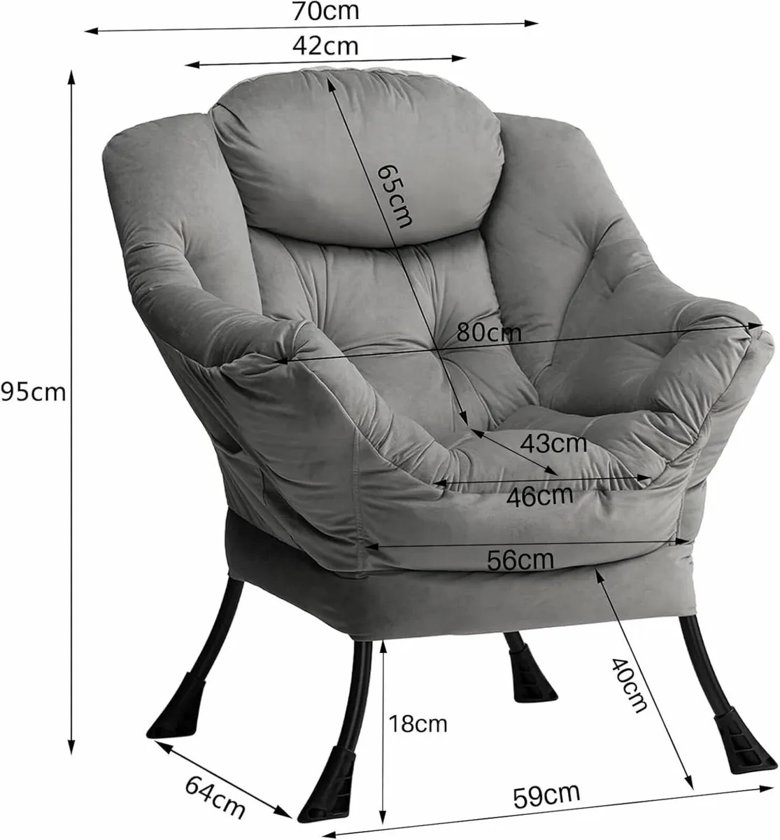 Armchair Chairs Living Room Reading Chair Velvet - Image 3