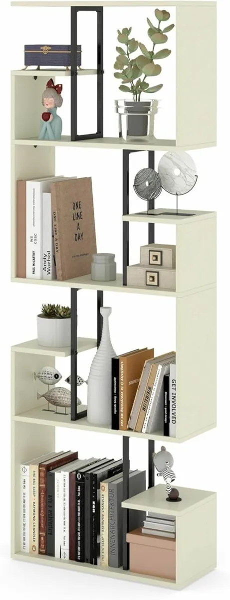 White Bookcase 4 Tiers Slim Book shelf Room - Image 1