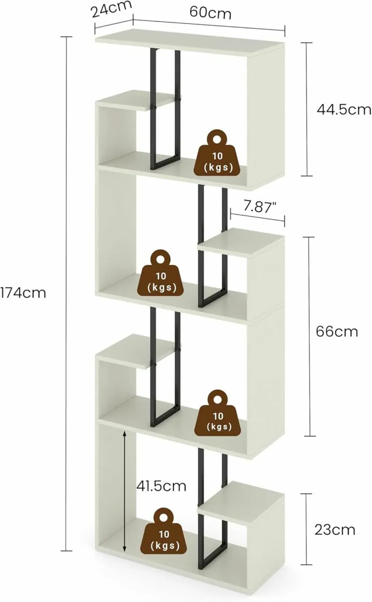 White Bookcase 4 Tiers Slim Book shelf Room - Image 3