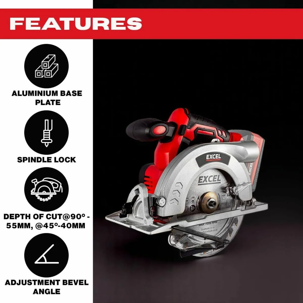 18V Cordless Circular Saw 165mm Body Only EXL511B - Image 2