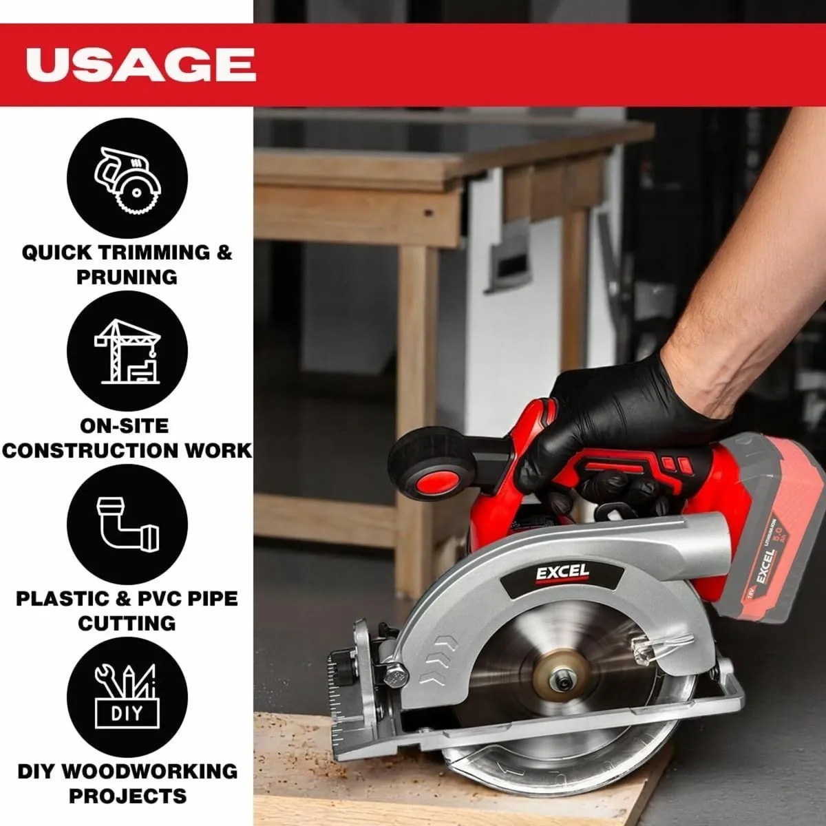 18V Cordless Circular Saw 165mm Body Only EXL511B - Image 3
