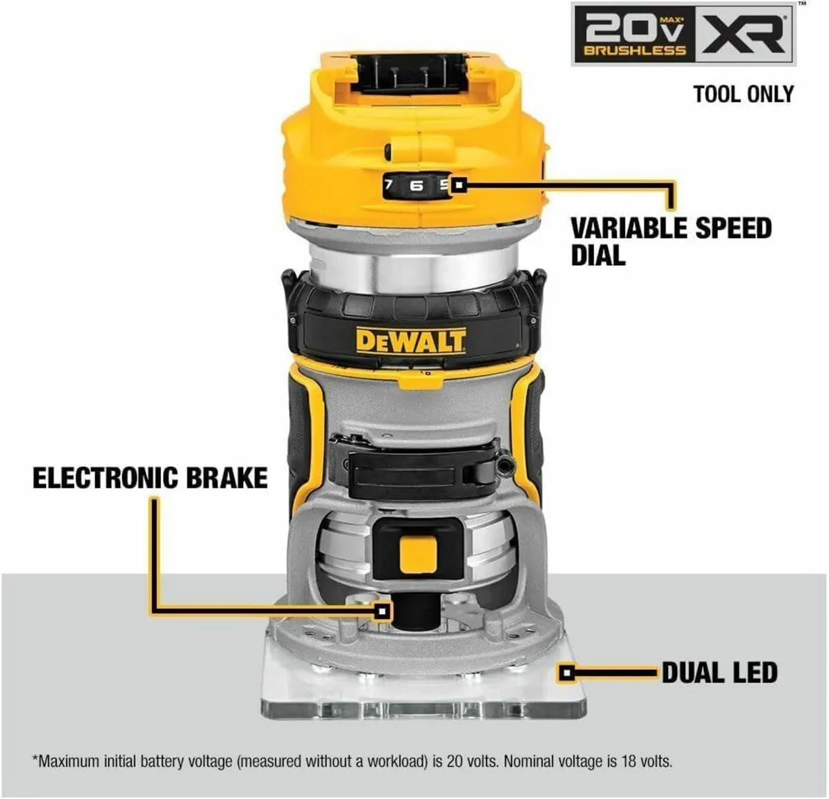DCW600B 20V MAX XR CMPCT Metal Fixed Base Router - Image 4