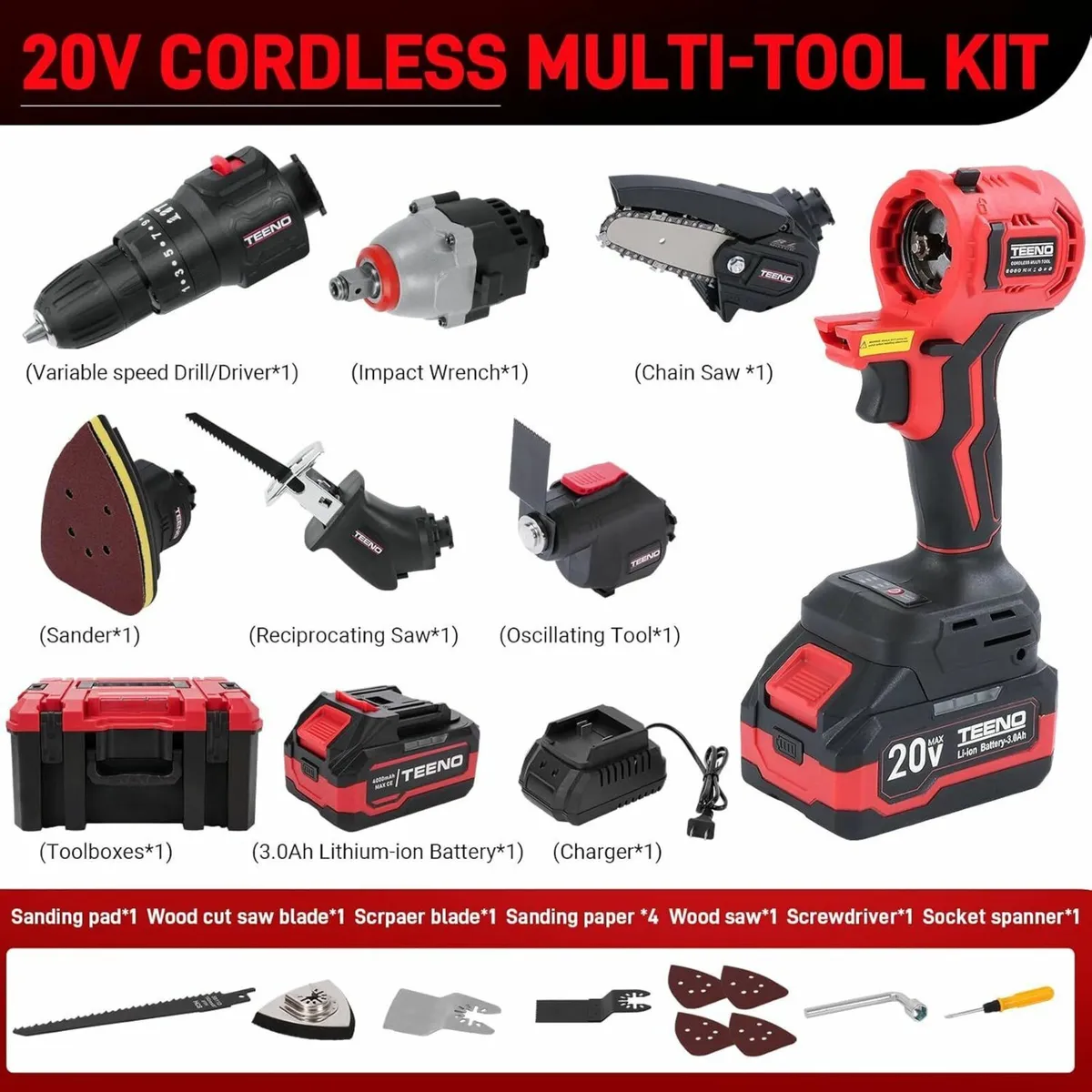 20V Cordless Combination Kit 8-in-1 Multi-Function - Image 3
