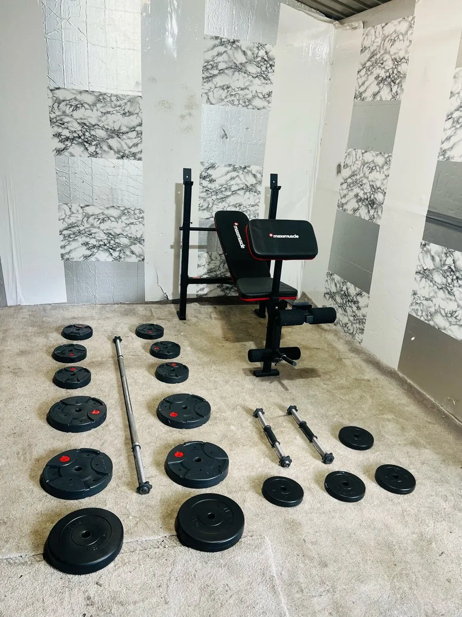 50KG BARBELL SET DUMBBELLS WEIGHT BENCH - Image 2