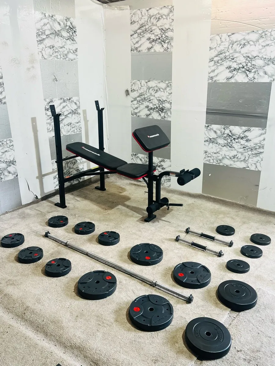 50KG BARBELL SET DUMBBELLS WEIGHT BENCH - Image 3