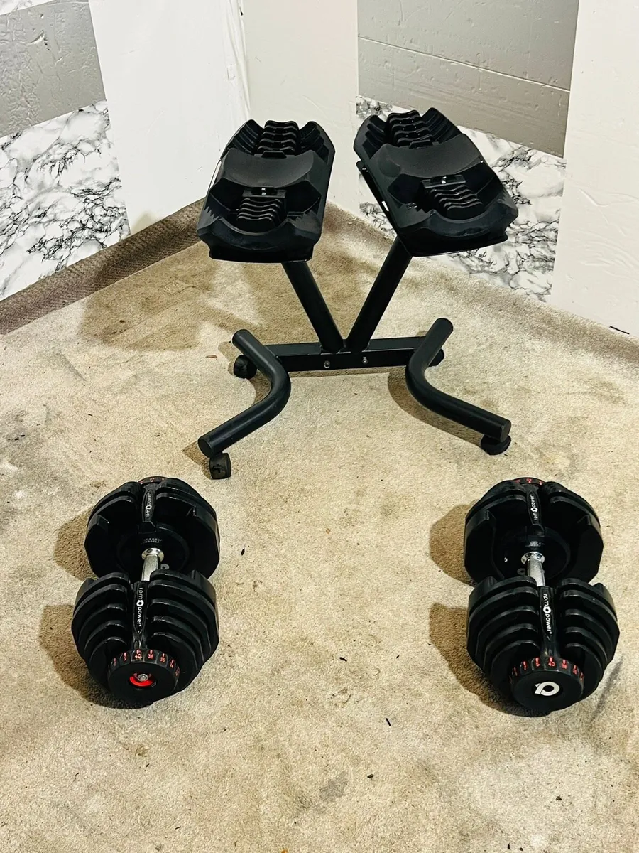 4-40KG ADJUSTABLE DUMBBELLS WITH STAND - Image 2