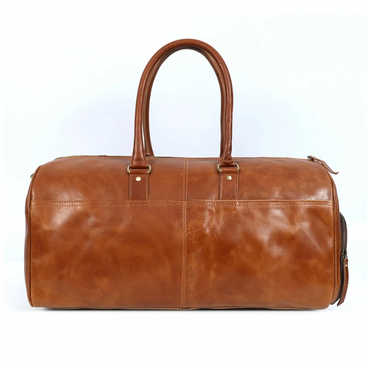 Handmade Genuine Leather Duffel Bag Gym Bag - Image 4