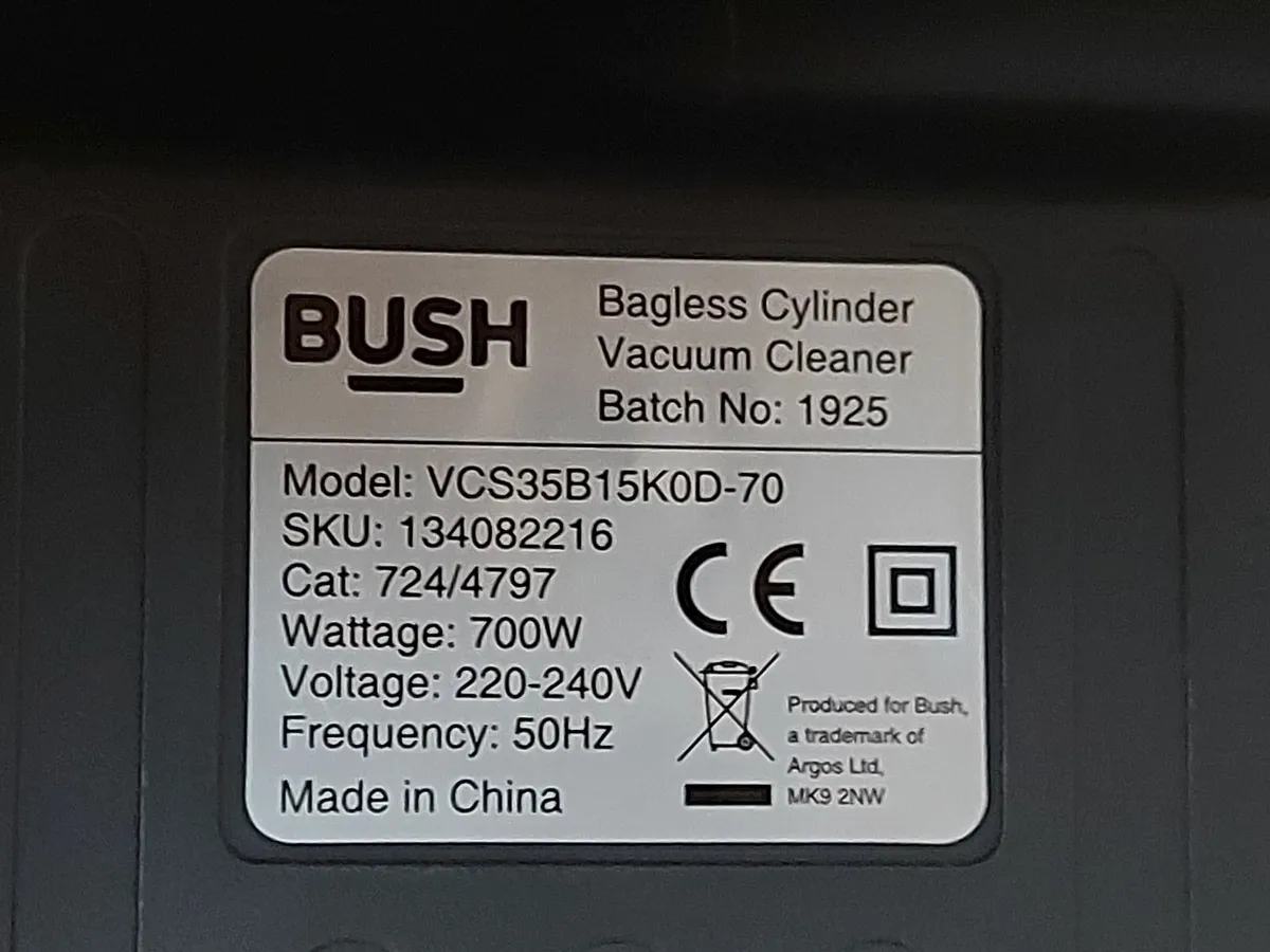 BUSH Bagless Vacuum Cleaner VCS35B15K0D-70 24 - Image 3
