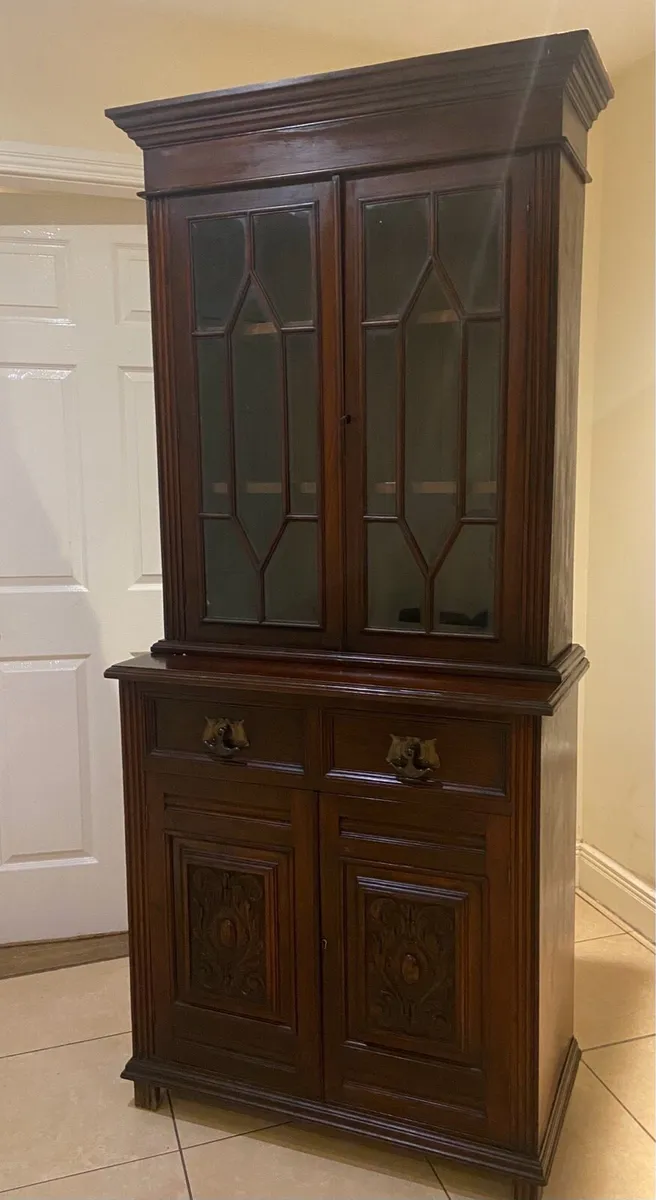 Edwardian library tall bookcase cabinet - Image 1
