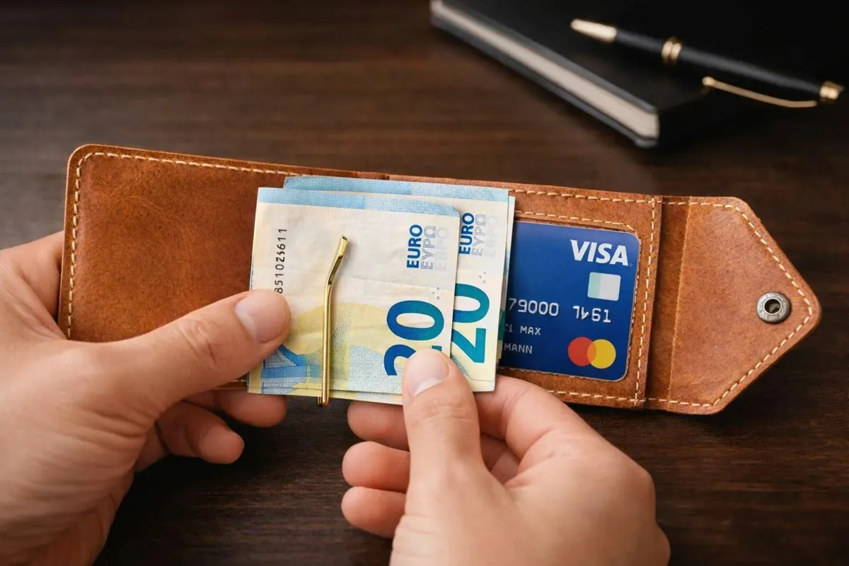 Genuine Leather Money Clip Wallet - Image 1