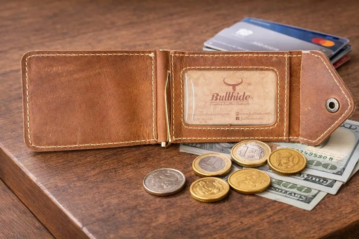 Genuine Leather Money Clip Wallet - Image 2