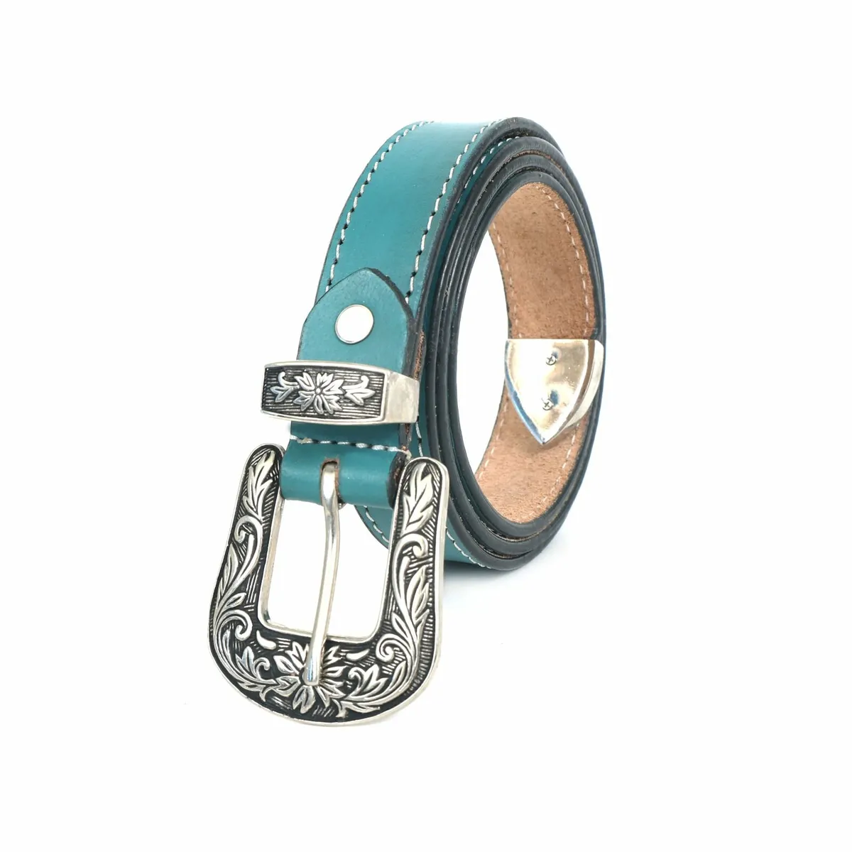 Genuine Leather Western Cowboy Cowgirl Belt - Image 1