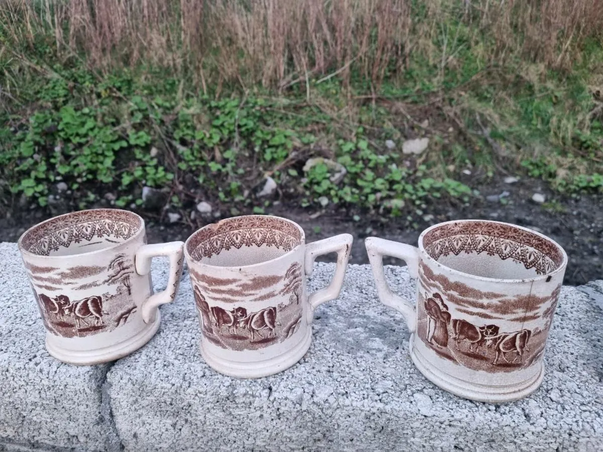 19th C. transferware Cow  mugs - Image 3