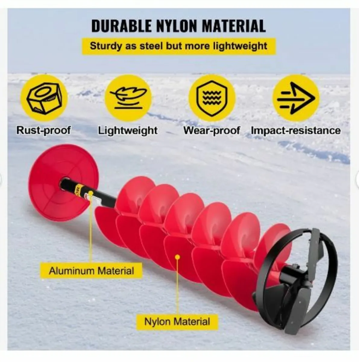 Ice Drill Auger, 6" Diameter Nylon Ice Auger - Image 3