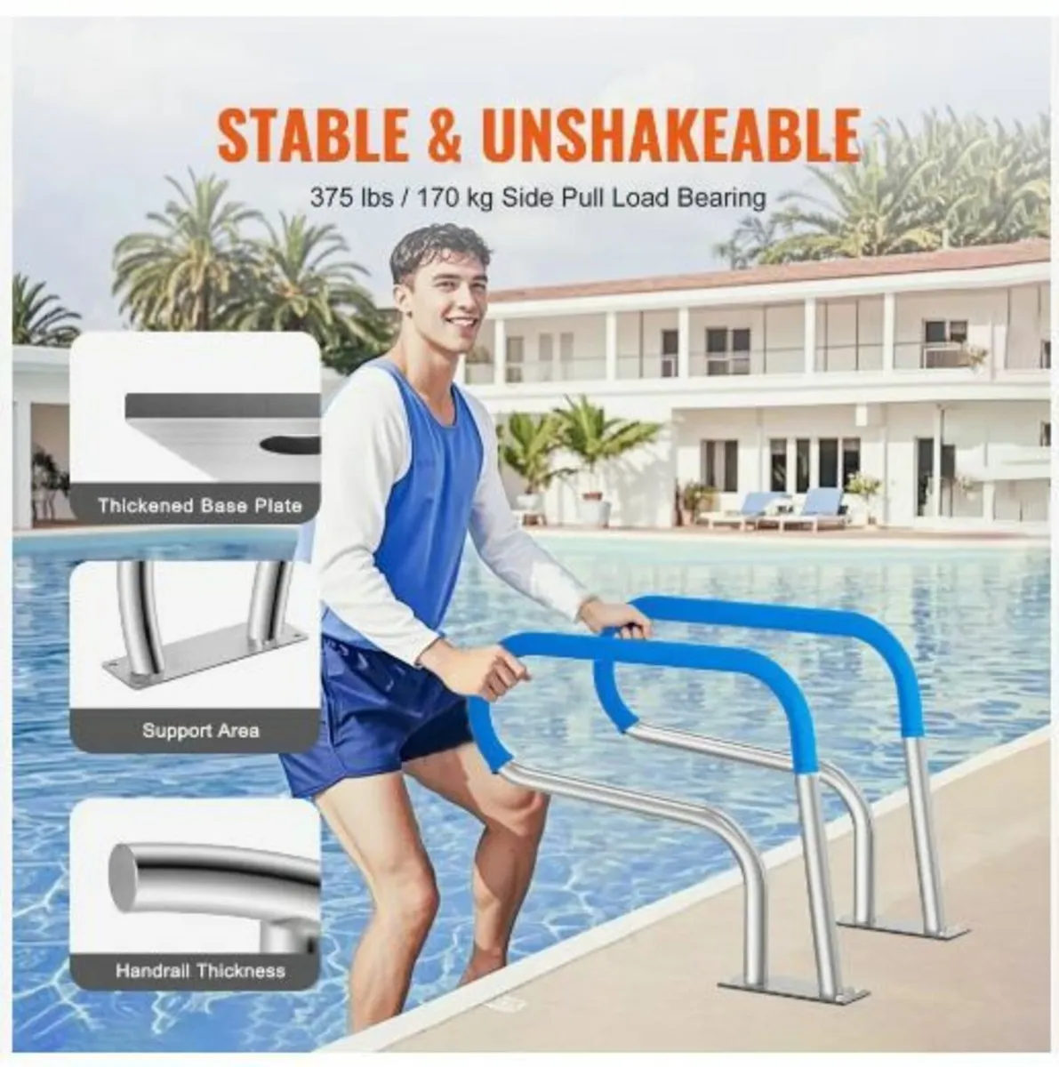 Pool Handrail, 32 x 23 inch Pool Railing - Image 2