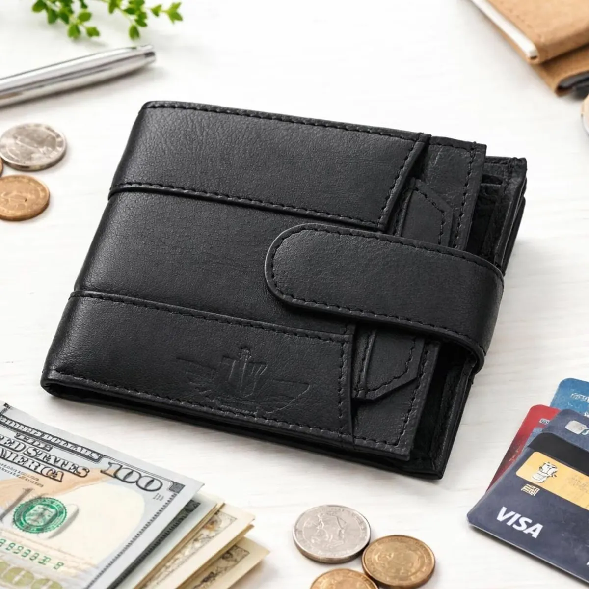 Handmade Genuine Leather RFID Blocking Wallet - Image 1