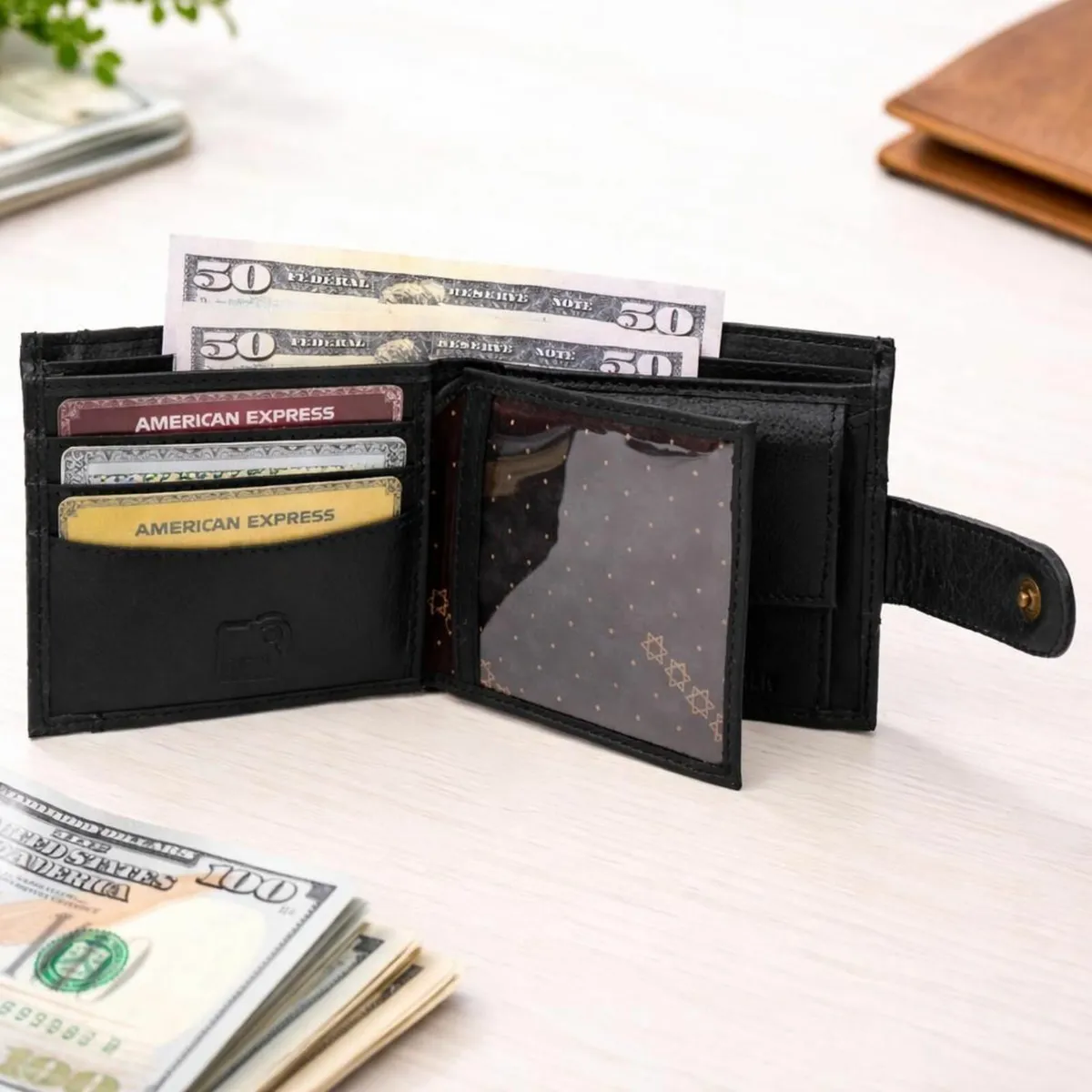 Handmade Genuine Leather RFID Blocking Wallet - Image 2