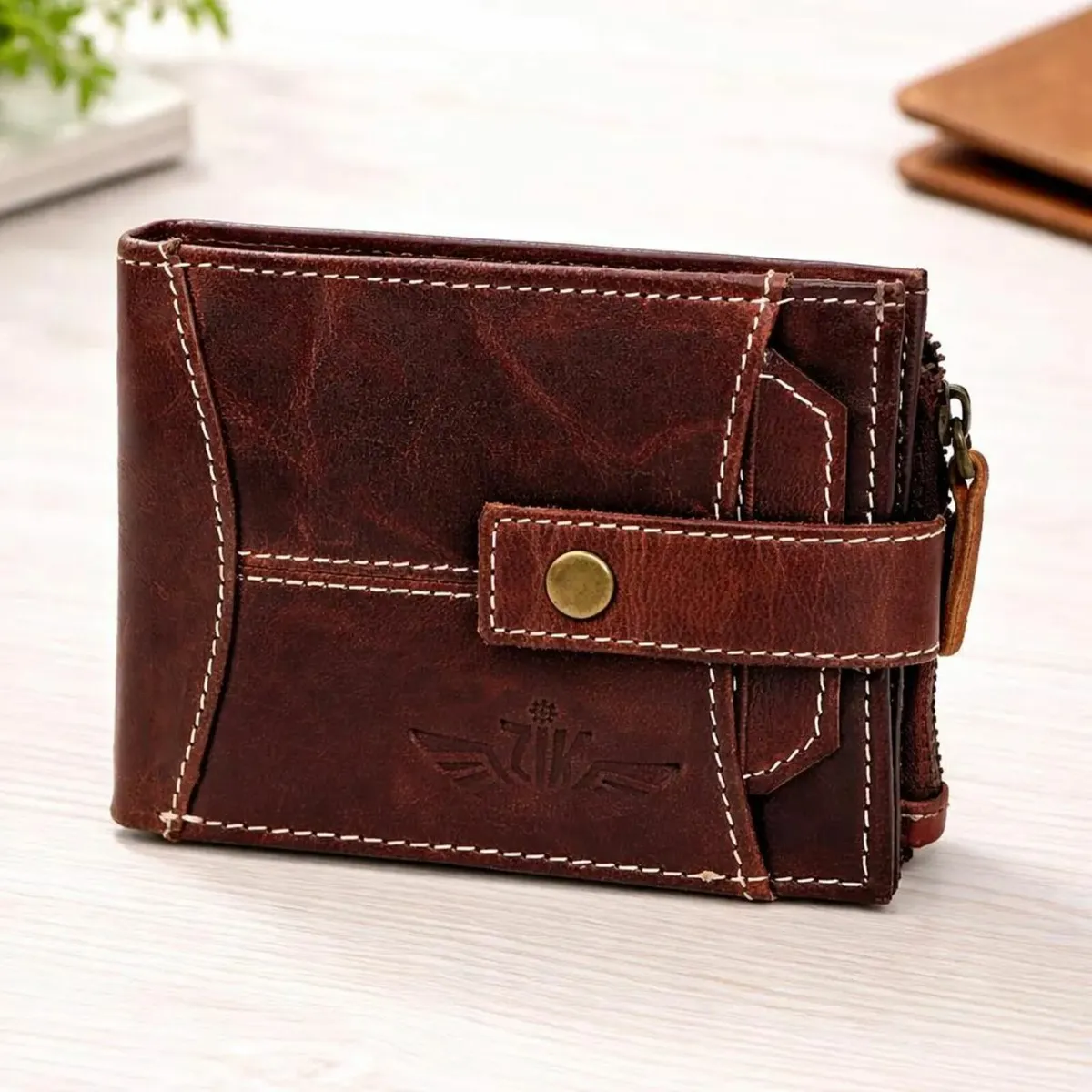 Handmade Genuine Leather RFID Blocking Wallet - Image 1