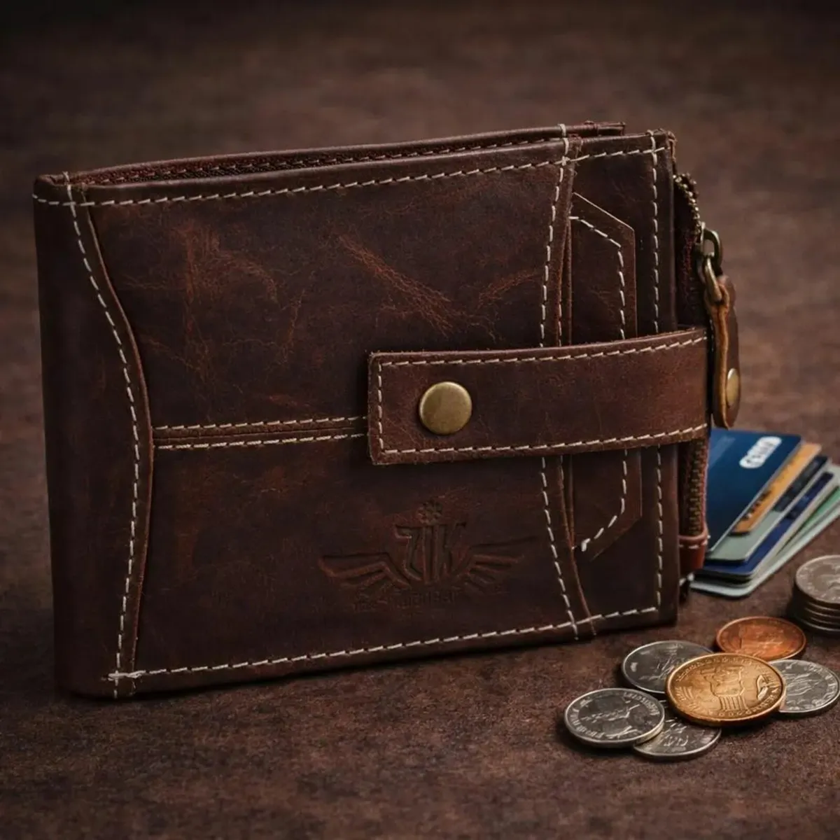 Handmade Genuine Leather RFID Blocking Wallet - Image 3