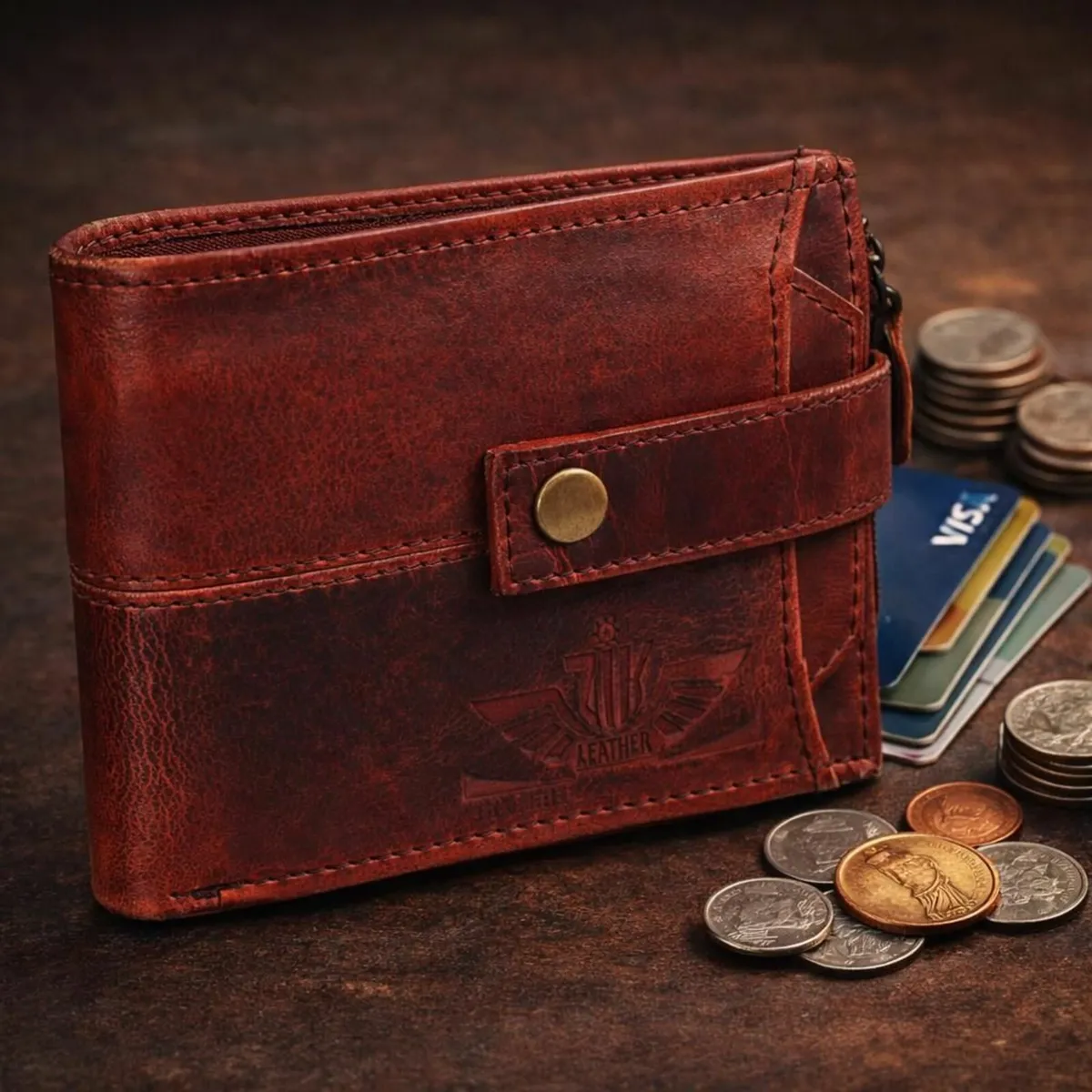 Handmade Genuine Leather RFID Blocking Wallet - Image 2