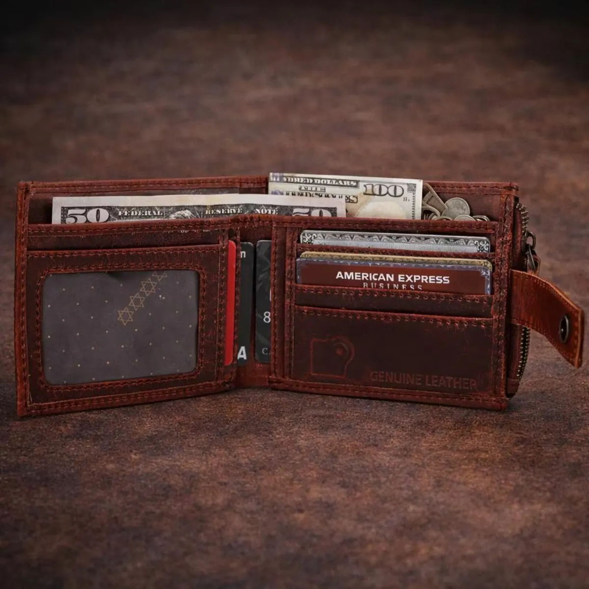 Handmade Genuine Leather RFID Blocking Wallet - Image 4