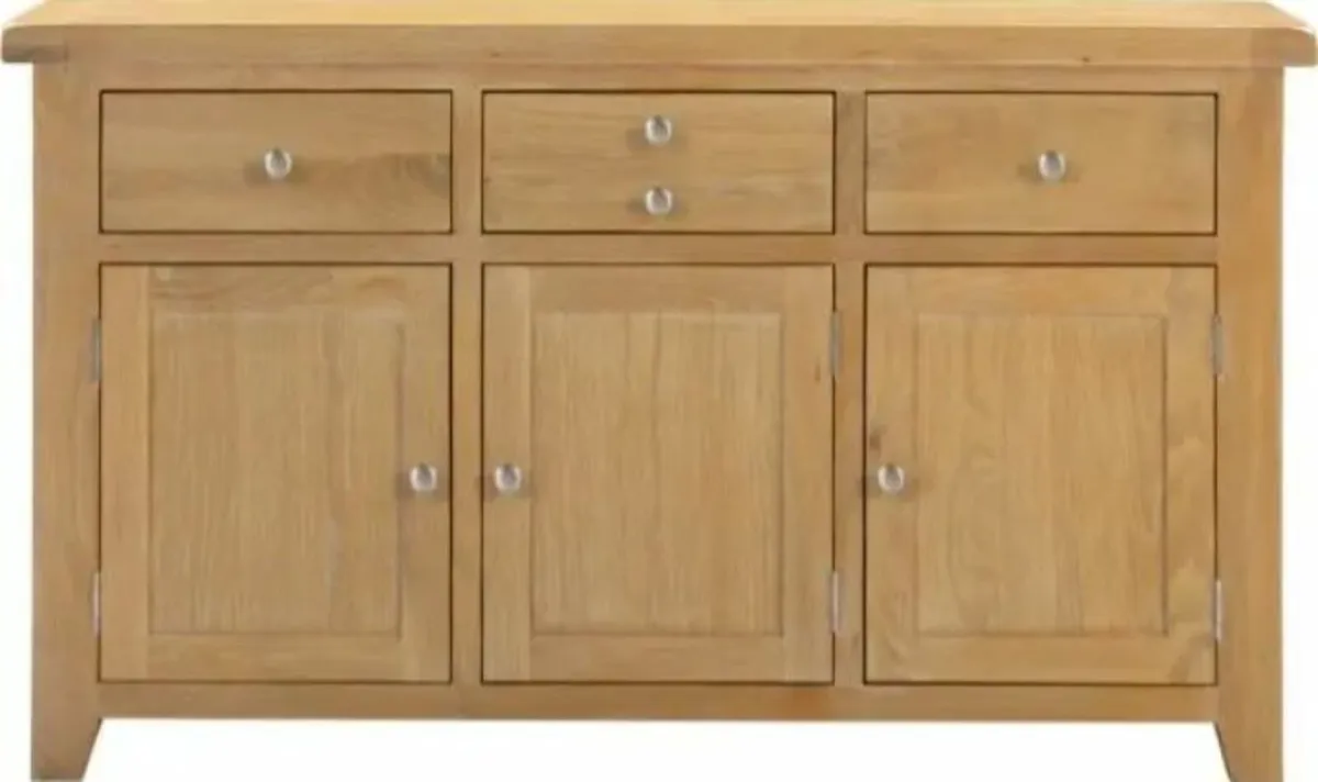 Windsor 3 Door 3 Drawer Sideboard Natural Oak - Image 4
