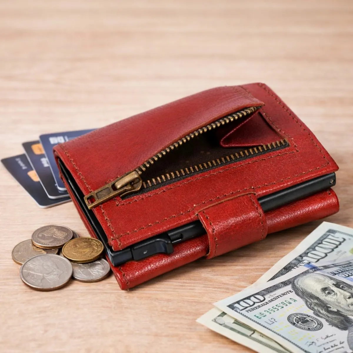 Genuine Leather RFID Blocking Credit Card Case - Image 3