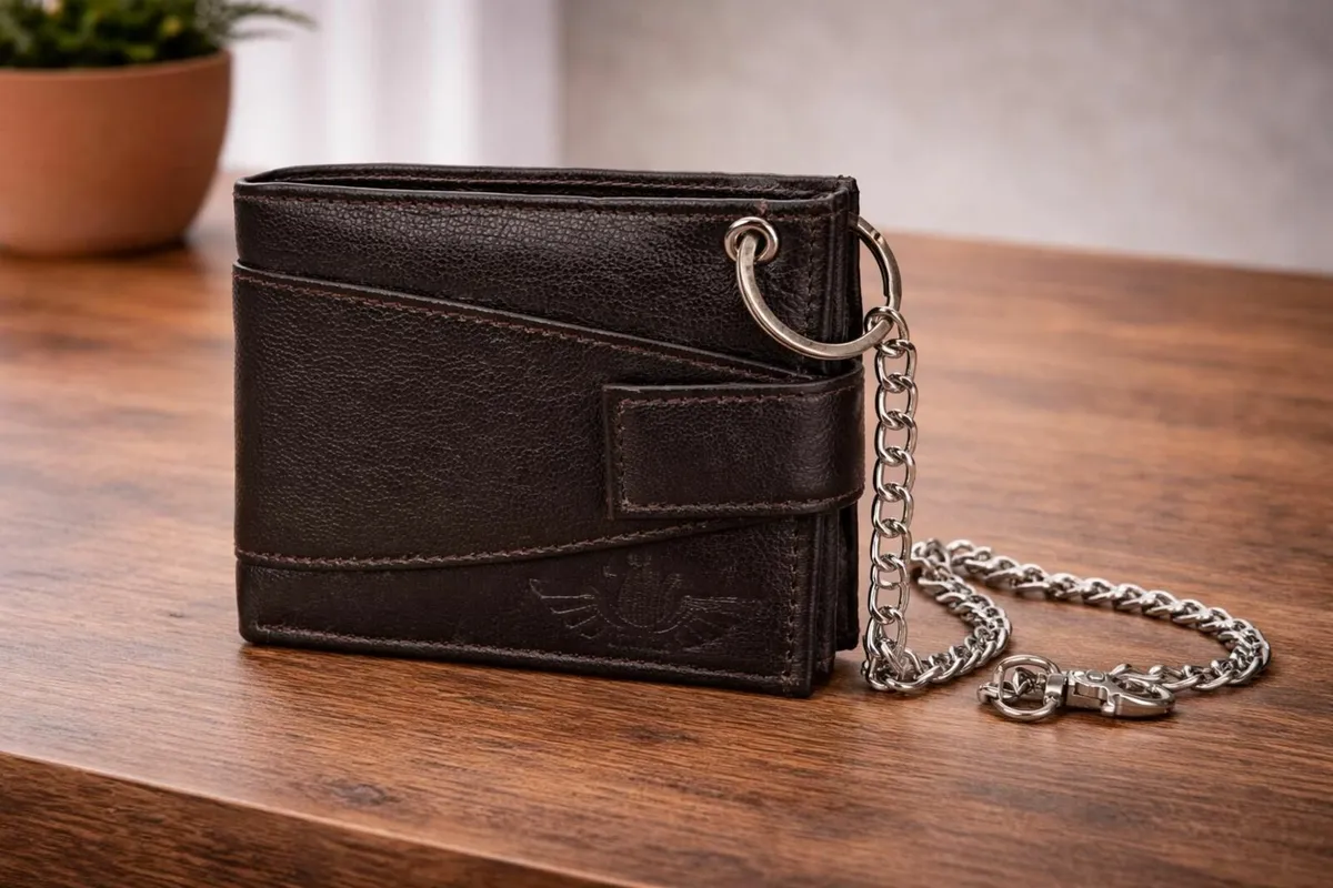 Genuine Leather Biker Chain Unisex Wallet - Image 1
