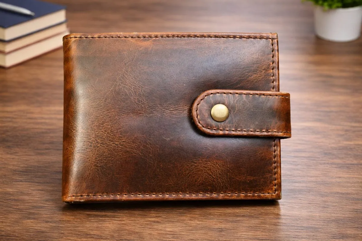 Handmade Genuine Leather RFID Blocking Wallet - Image 1