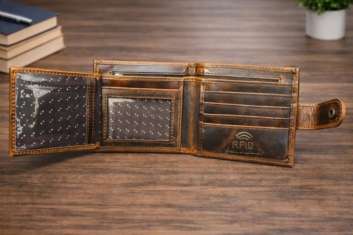 Handmade Genuine Leather RFID Blocking Wallet - Image 3