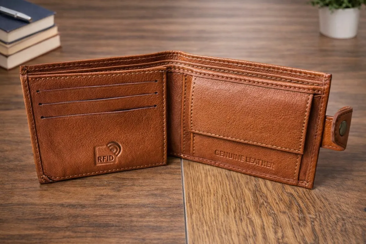 Handmade Genuine Leather RFID Blocking Wallet - Image 4