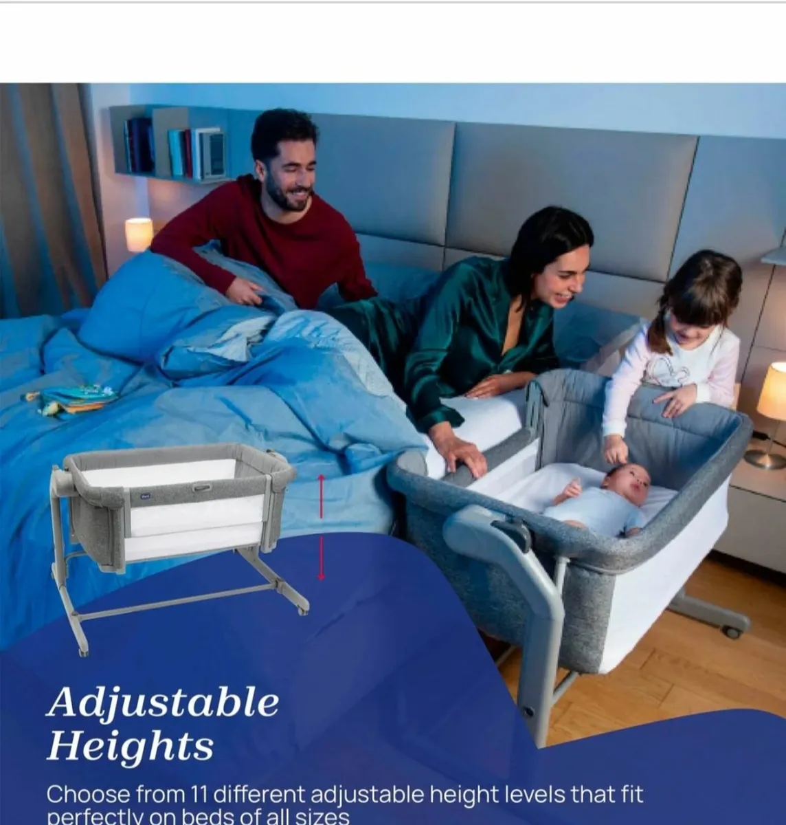 Chicco Next2Me Magic Evo Bedside Crib – Dark Grey - Image 4