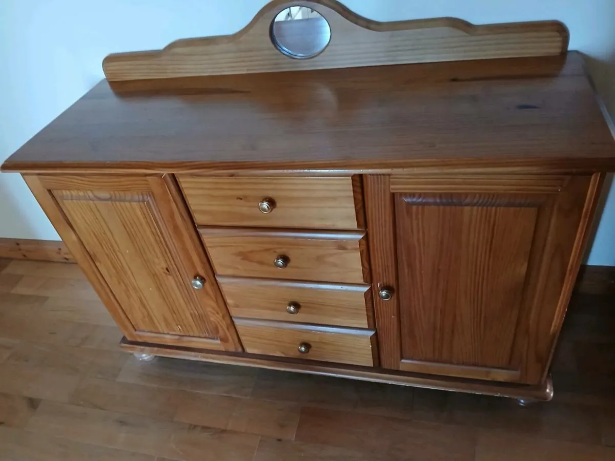 Large pine cabinet it mirror insert - Image 1