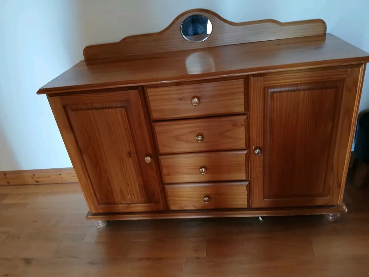 Large pine cabinet it mirror insert - Image 2