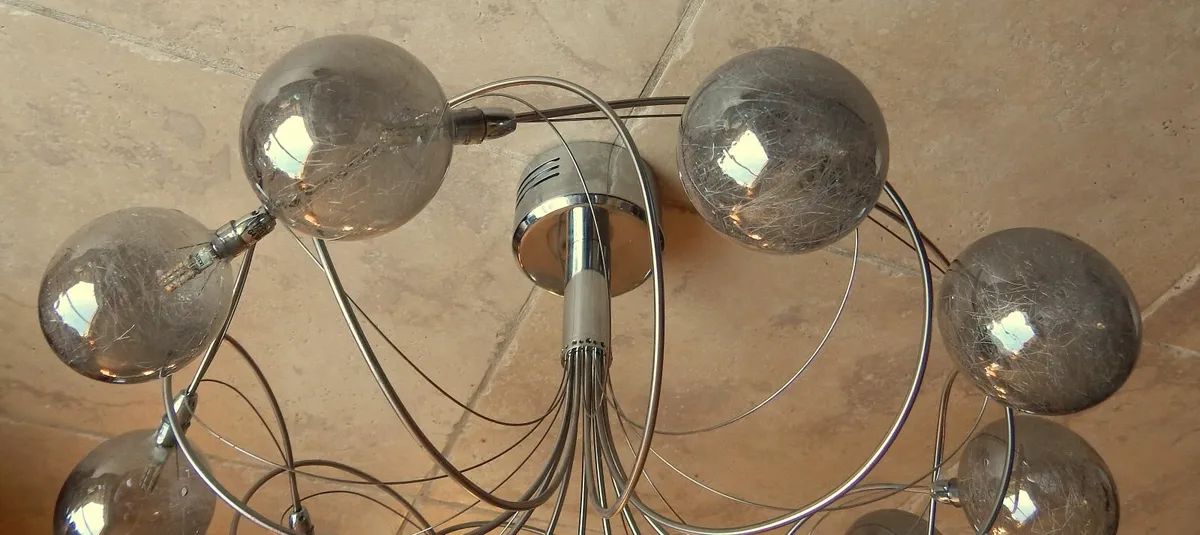 Chrome & Glass Ceiling Light, with Bracket - Image 4