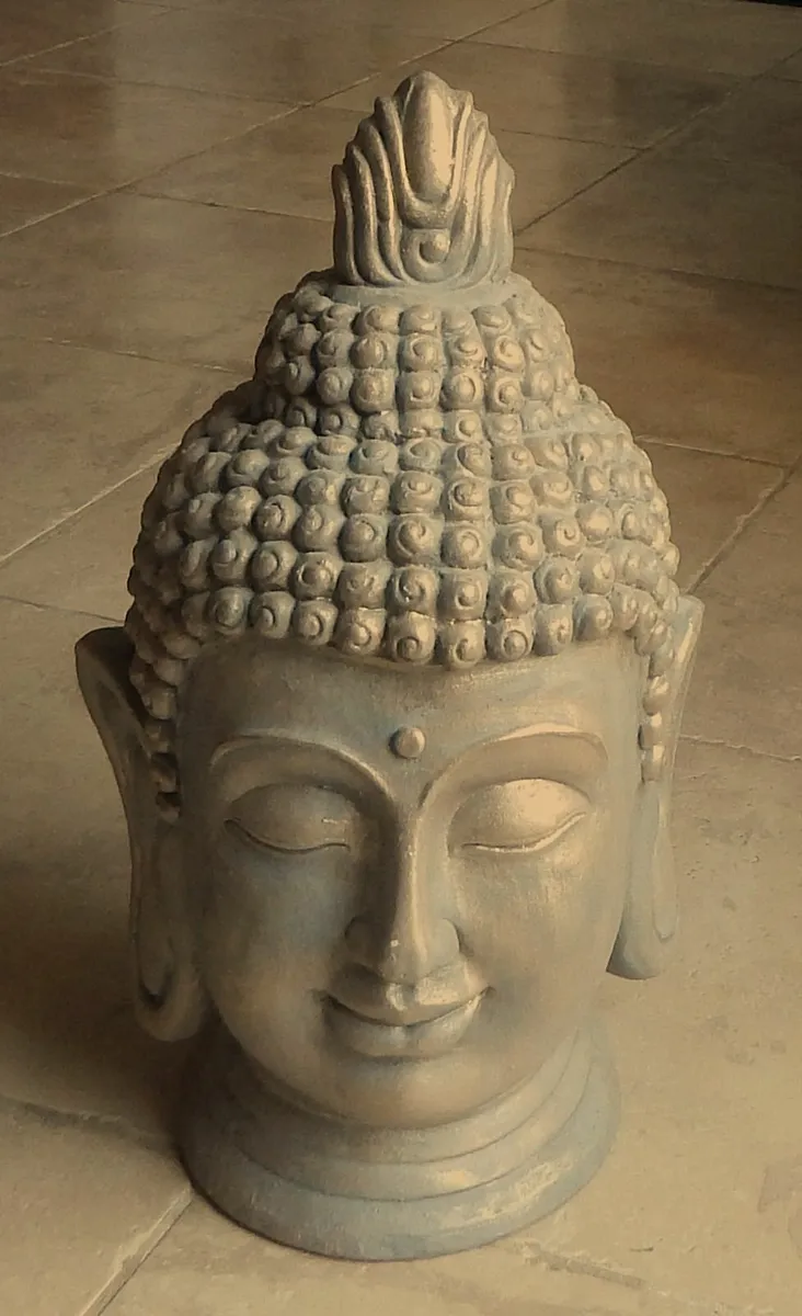 Large Brushed Bronze Effect Buddha Head - Image 1