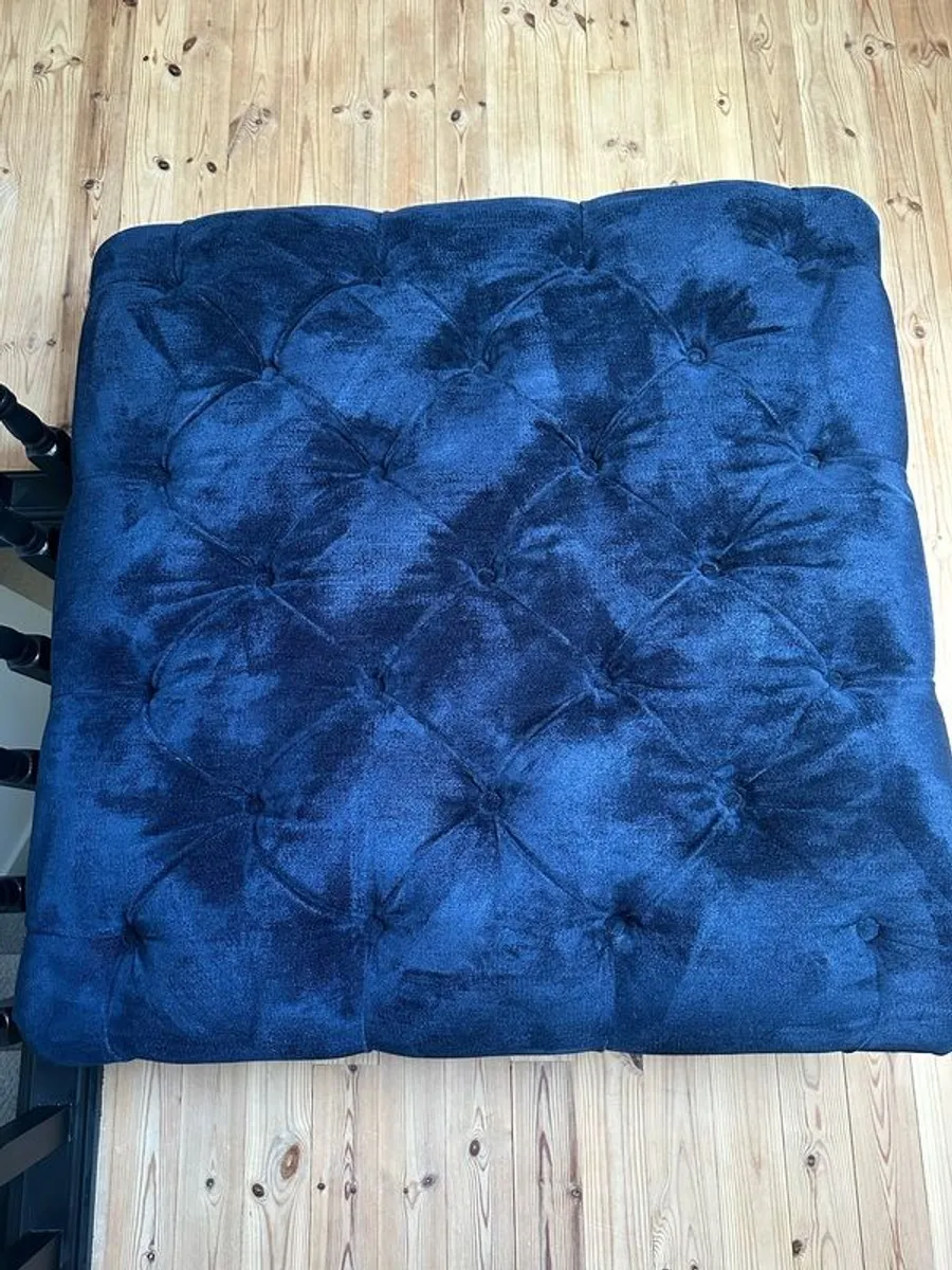 Laura Ashley X Next Navy Velvet Ottoman - Image 2