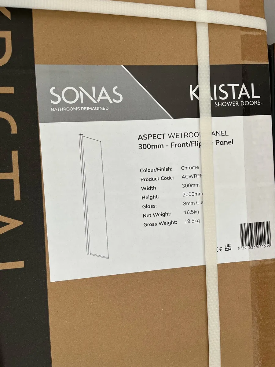 Sonas ASPECT Wetroom flipper panel 300x2000 chrome