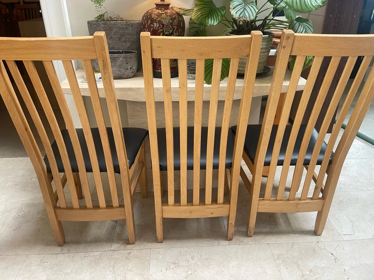 6 x Quality Leather Wooden Kitchen Dining Chairs - Image 2