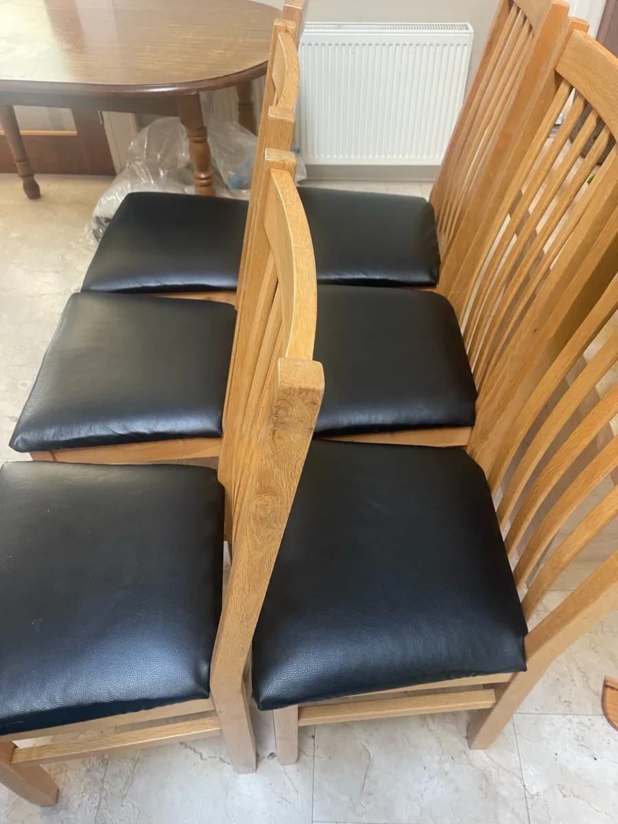6 x Quality Leather Wooden Kitchen Dining Chairs - Image 3