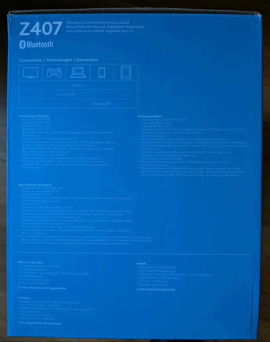 Logitech Z407 Bluetooth/AUX Speakers - Image 3