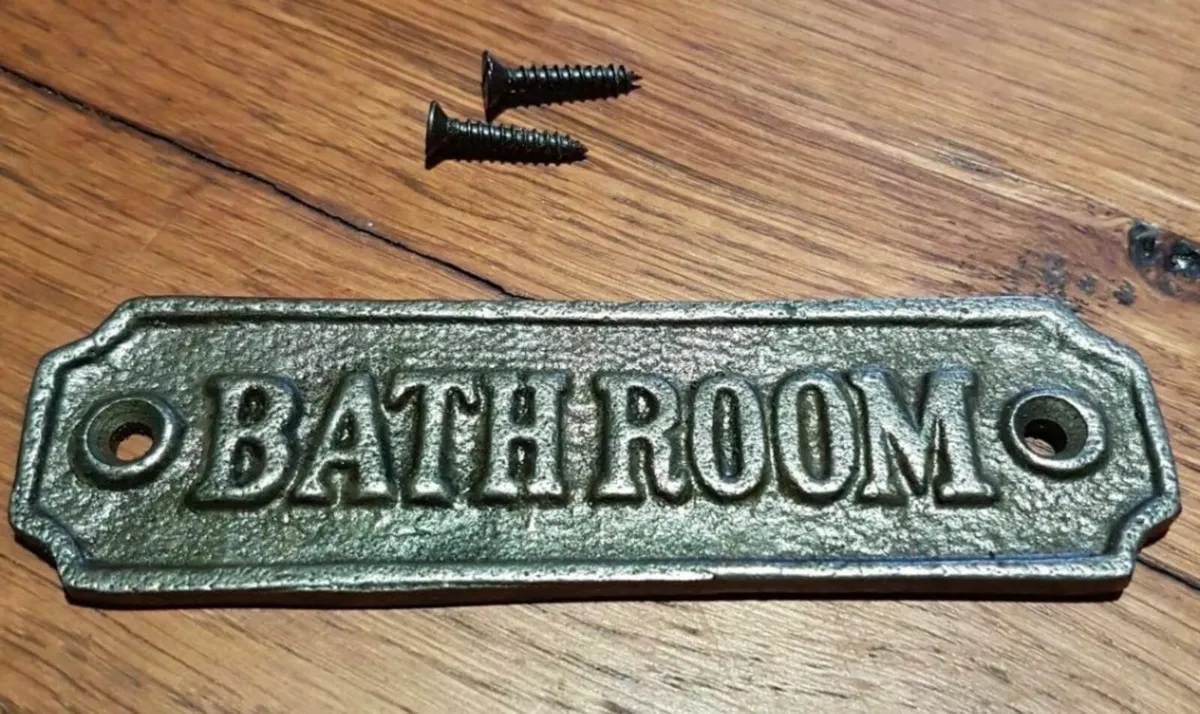 Cast Iron Bathroom Door Sign Retro NEW - Image 2
