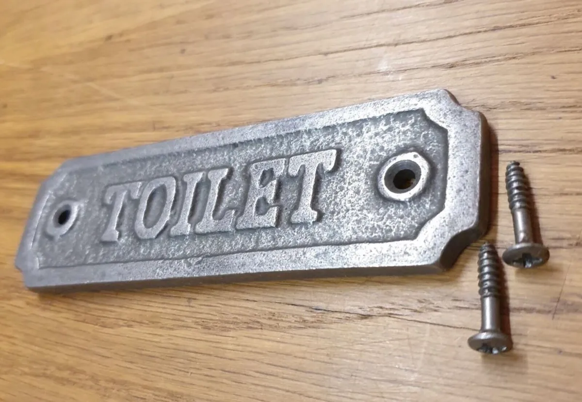 Cast Iron Toilet Door Sign Retro NEW - Image 1